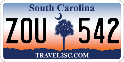 SC license plate ZOU542