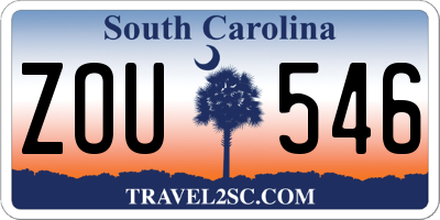 SC license plate ZOU546