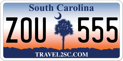 SC license plate ZOU555