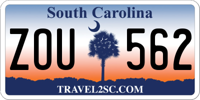 SC license plate ZOU562