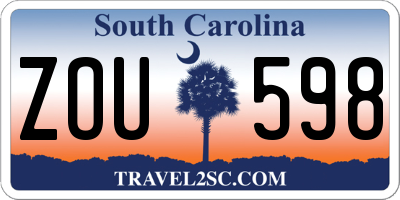 SC license plate ZOU598