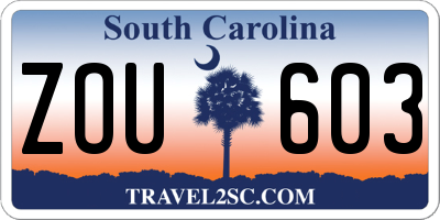SC license plate ZOU603