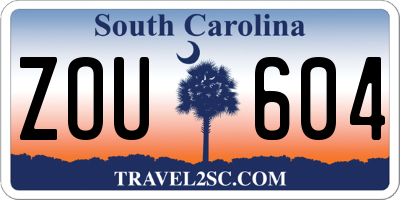 SC license plate ZOU604
