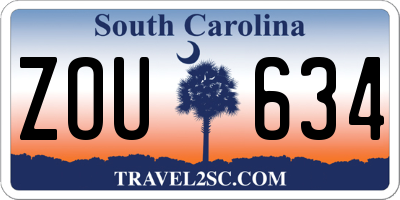 SC license plate ZOU634