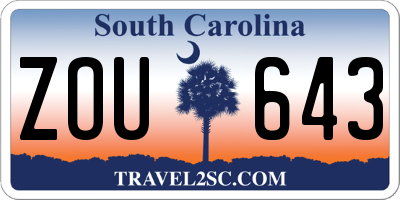 SC license plate ZOU643