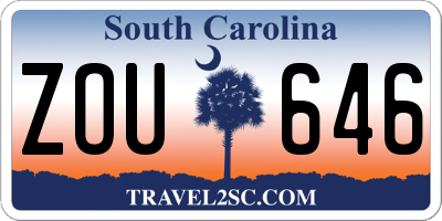 SC license plate ZOU646