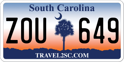 SC license plate ZOU649