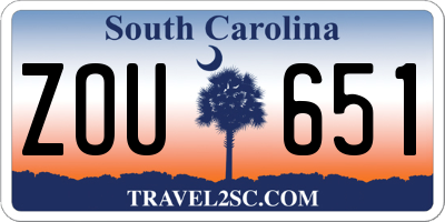 SC license plate ZOU651