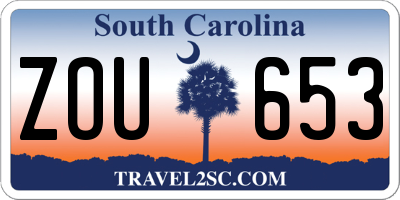SC license plate ZOU653