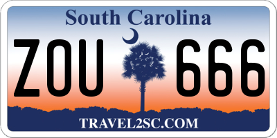 SC license plate ZOU666