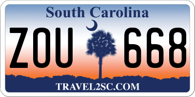 SC license plate ZOU668