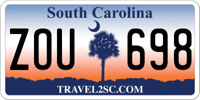 SC license plate ZOU698