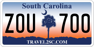 SC license plate ZOU700