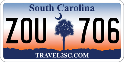 SC license plate ZOU706