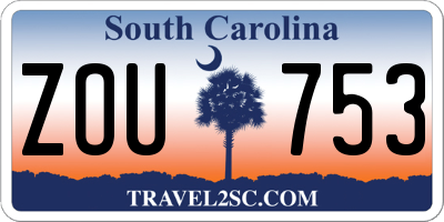 SC license plate ZOU753