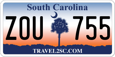 SC license plate ZOU755