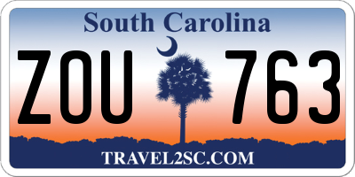 SC license plate ZOU763
