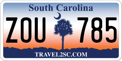 SC license plate ZOU785