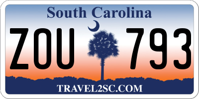 SC license plate ZOU793