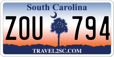 SC license plate ZOU794