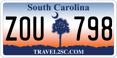 SC license plate ZOU798