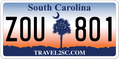 SC license plate ZOU801