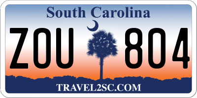 SC license plate ZOU804