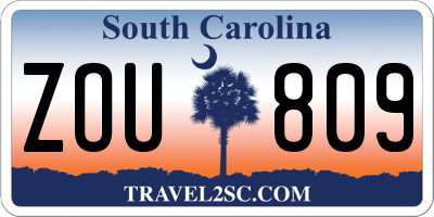 SC license plate ZOU809