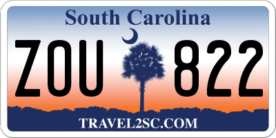SC license plate ZOU822