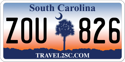 SC license plate ZOU826