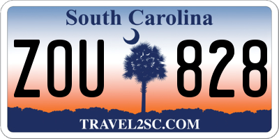 SC license plate ZOU828