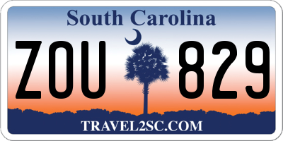 SC license plate ZOU829