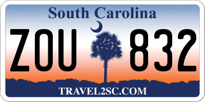SC license plate ZOU832