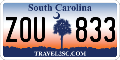 SC license plate ZOU833