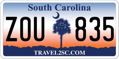 SC license plate ZOU835