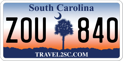 SC license plate ZOU840