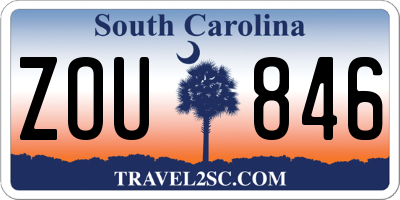 SC license plate ZOU846