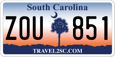 SC license plate ZOU851