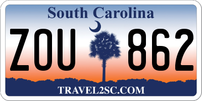 SC license plate ZOU862