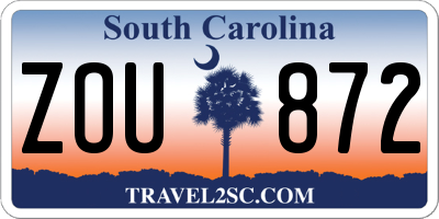 SC license plate ZOU872