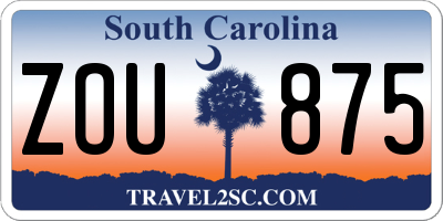 SC license plate ZOU875