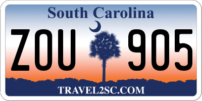 SC license plate ZOU905