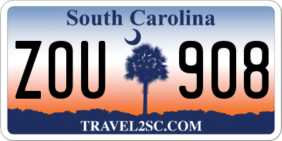 SC license plate ZOU908