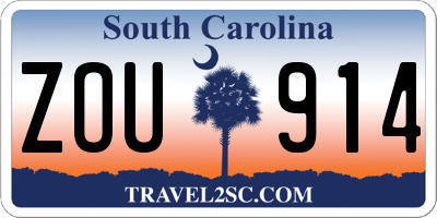 SC license plate ZOU914
