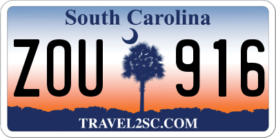 SC license plate ZOU916
