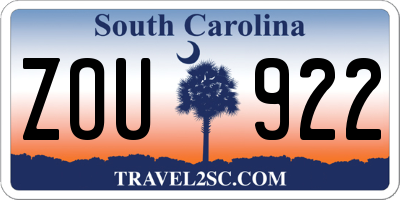 SC license plate ZOU922