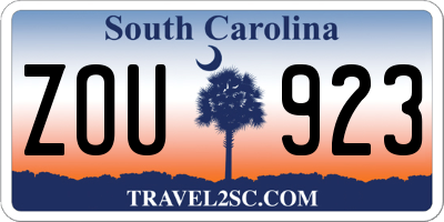 SC license plate ZOU923
