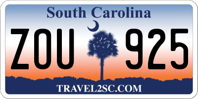 SC license plate ZOU925