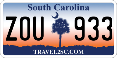 SC license plate ZOU933