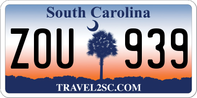 SC license plate ZOU939